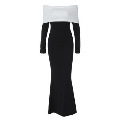 名媛风涤纶纯色一字肩