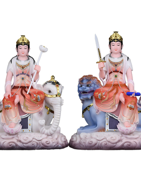 佛陀文殊菩萨普贤菩萨坐骑摆件