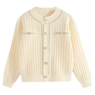 女童针织开衫2026春秋装新款中大童小公主洋气小香风儿童毛衣外套