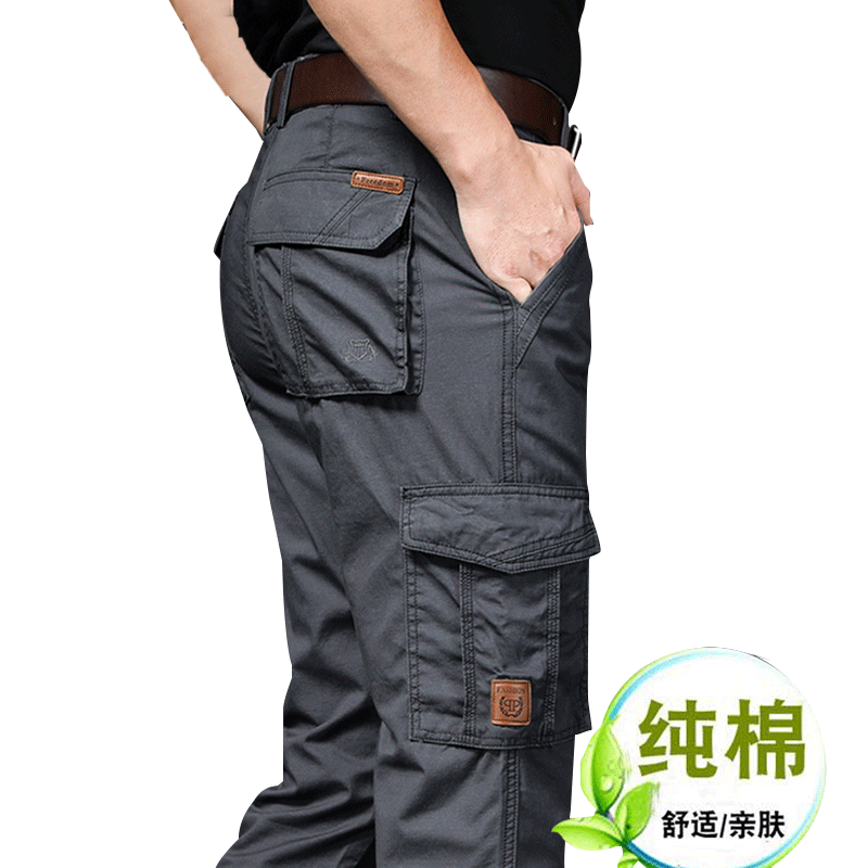 美式工装裤男纯棉直筒多袋休闲裤