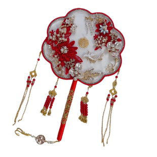 团扇结婚新娘diy扇子秀禾高级婚礼双面手工喜扇成品婚扇中式出嫁