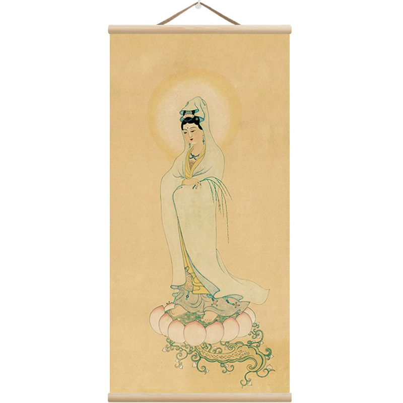 观音立像名画复制艺术品画像客厅玄关茶室杨柳观世音挂画中式古典