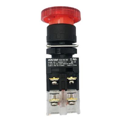 韩国Kacon凯昆Φ25带LED灯急停按钮开关K25-87R按下自锁旋转复位