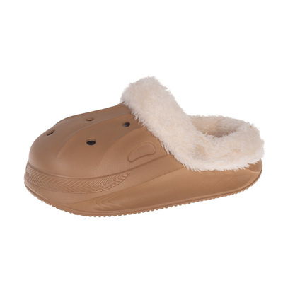 秋冬男童包跟加绒防滑棉拖鞋