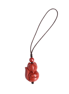 朱砂狐狸吊坠项链女男情侣挂饰绳