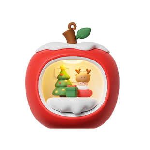 圣诞苹果屋小夜灯卧室桌面摆件圣诞节装饰拍拍灯创意儿童发光礼物