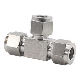 不锈钢快速接头304/316卡套接头三通中间钢管铜管双卡式仪表气源