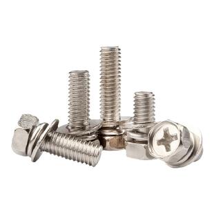 镀镍十字外六角三组合螺丝带平弹垫组合螺栓外六角螺钉M3M4M5M6