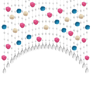 藤球珠帘水晶珠帘过道装饰帘隔断卧室门帘客厅玄关免打孔过道挂帘