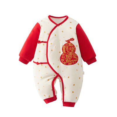 棉恋森新生婴儿衣服秋冬季连体衣