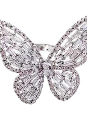 戒指货源地摊热卖镂空蝴蝶戒指夸张指环不掉色手饰