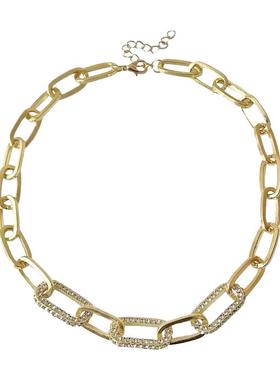 简约时尚镶钻粗链条欧美风项链