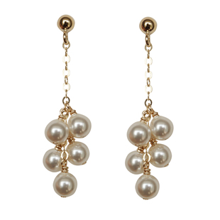 手工制作~温柔小珍珠14K包金耳钉甜美气质精致珍珠葡萄串耳环耳夹