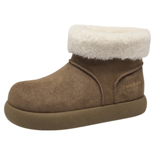 人本雪地靴女2025冬季新款东北户外加绒加厚爆款厚底防寒保暖棉鞋