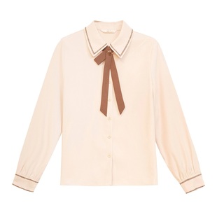 紫涵长袖衬衫女秋冬季森系学院风打底宽松简约小个子上衣可单穿潮