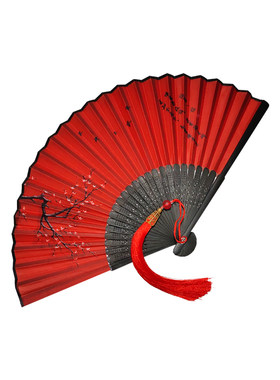 6寸绢布舞蹈折叠小竹扇