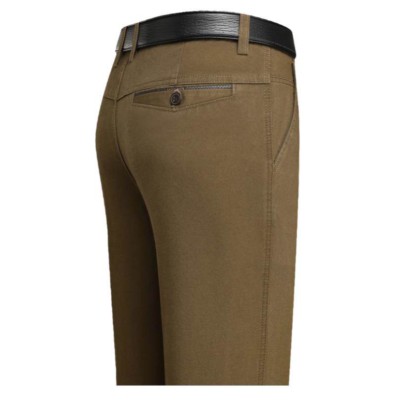 中年男士春秋季厚款休闲裤爸爸男裤子中老年人夏季薄款高腰西长裤