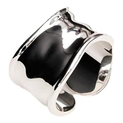 原创设计不规则宽面开口戒指女