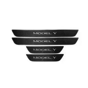 适用特斯拉门槛条焕新版modely配件改装碳纤维后排迎宾踏板保护条