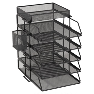 A4桌面文件收纳架金属文件框票据收纳盒档案多层文件夹置物栏收据收纳盒书架办公室书立架办公用品文具大全架