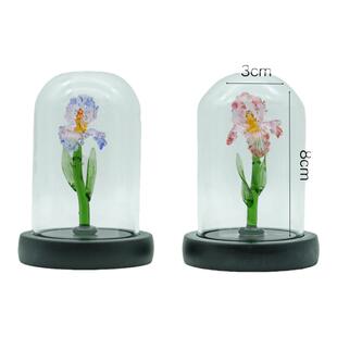 淄博琉璃手作鸢尾花车载桌面摆件玻璃罩永生花书桌装饰品情侣礼物