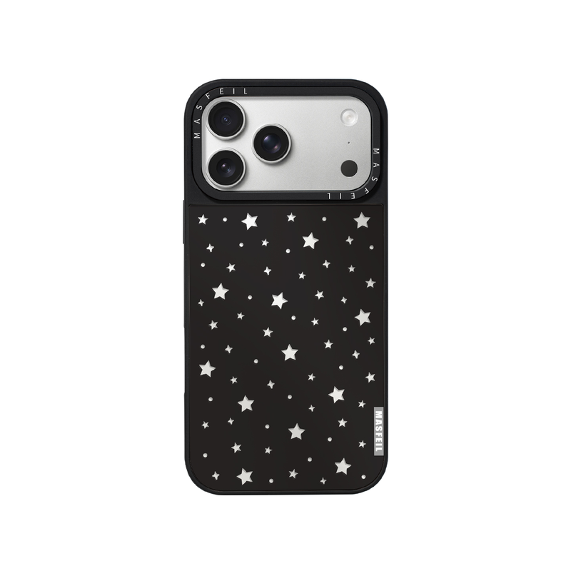 MASFEIL× 黑夜星语适用iPhone17Promax手机壳新款ip15磁吸带支架苹果16Pro套Jo5镜面网红的高级感13pm全包14