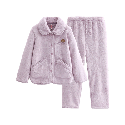 芬腾睡衣女秋冬季珊瑚绒套装