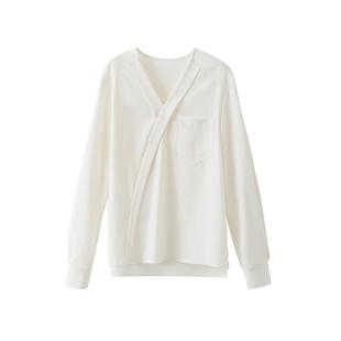 【到手299元】新中式斜襟V领泡泡长袖衬衫宽松休闲气质衬衣上衣女