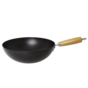 庆展老式小铁锅无涂层轻量化家用精铁炒菜锅氮化防锈燃磁通用炒锅