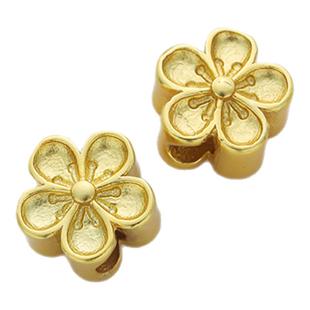 18K包金保色哑金10MM双面五叶花diy串珠隔片手链项链手工配饰散珠