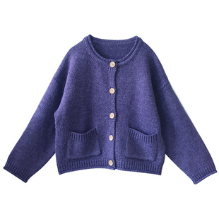 【岁月悠长】针织毛衣外套女2025早秋新款宽松针织衫绿色开衫外搭