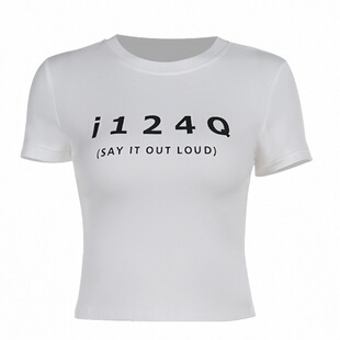 Asian Doll亚洲尤物I124Q IWantToF*ckU印花字母露脐辣妹T恤短袖