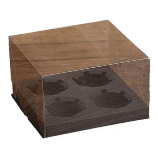 新款透明纸杯蛋糕包装盒2 4 6 12粒马芬盒手提椰子冻打包盒子加高