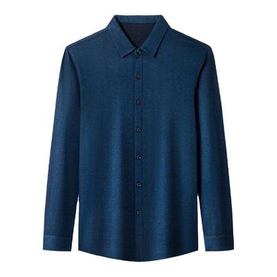 皮尔卡丹100%山羊绒加厚款衬衫男