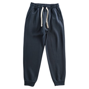 复古休闲风秋冬400g重磅系带松紧腰束脚卫裤男百搭男士运动休闲裤