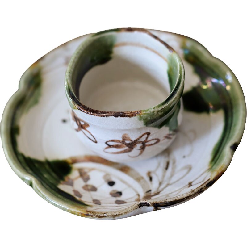 日本手绘茶杯粗陶复古风
