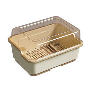 碗筷收纳盒放碗碟收纳架厨房家用多功能带盖沥水置物架碗柜收纳盒