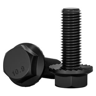 国标10.9级高强度法兰面外六角螺栓带垫防滑螺丝M4M5M6M8M10M12mm