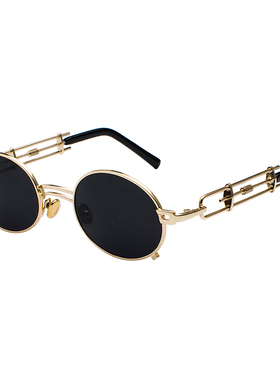 椭圆形复古墨镜男款金属嘻哈搞怪个性眼镜港风小脸太阳镜女韩版潮