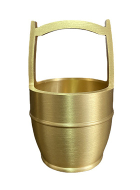 纯黄铜扁担一桶金摆件发财装饰