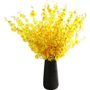 黄色跳舞兰仿真花摆件客厅餐桌装饰花高品质假花电视柜迎春干花束