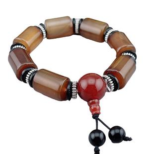 正品天然玛瑙玉石手链竹节桶珠手串男款霸气手饰【多样性发货】