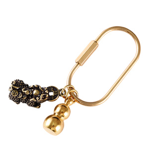 纯黄铜葫芦钥匙扣圈环招财貔貅算盘簸箕汽车挂件定制刻字小饰品链