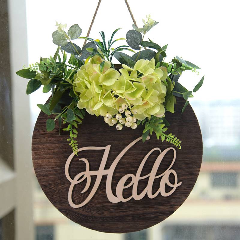 902仿真花门饰绣球花环欢迎挂牌 农舍挂牌  welcome挂件  实价