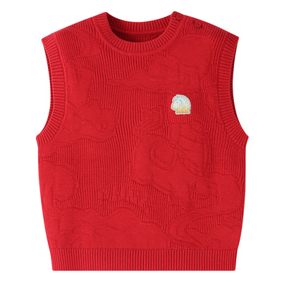 【商场同款】安奈儿童装男童圆领毛衣针织背心2026春新款XB612005