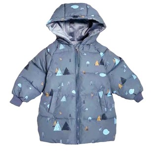 2025冬装男童女童儿童宝宝羽绒服中长款小童小山花色一岁洋气外套