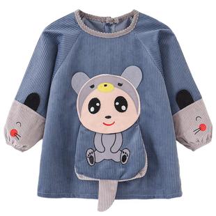 防水秋冬宝宝罩衣婴儿吃饭围兜男童防脏儿童反穿衣小孩外穿护衣