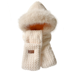 帽子女款2025新款冬可爱围巾一体加厚手套围脖保暖围巾雷锋帽骑车