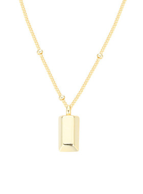 S925纯银招财小金条形吊坠项链男女生简约轻奢个性通勤银条锁骨链