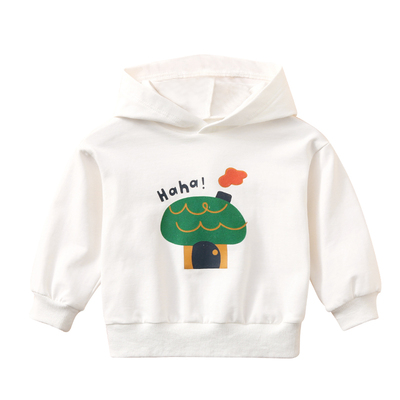 宝宝卫衣春秋款连帽纯棉薄款白色